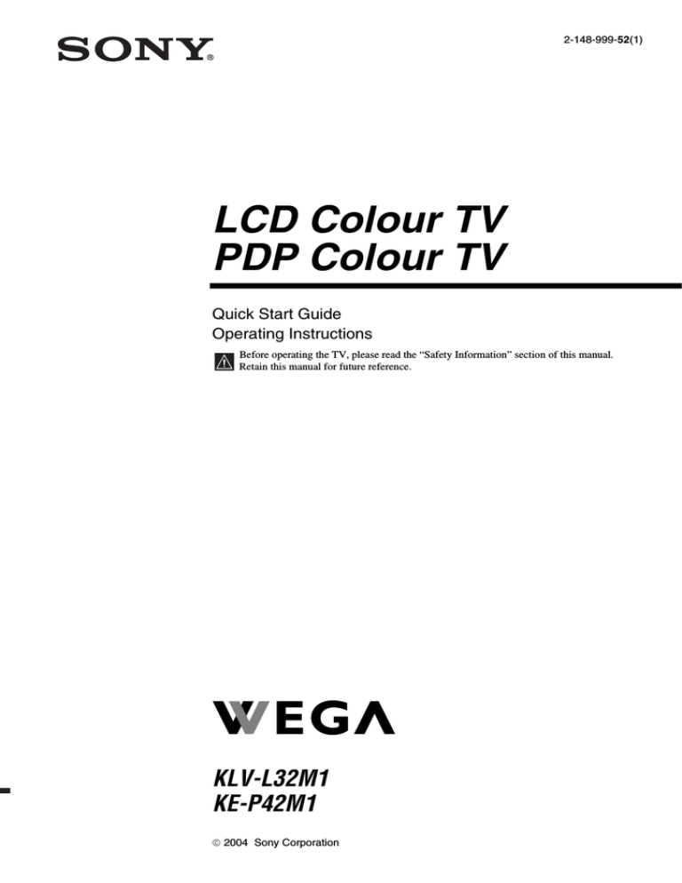 Sony KLV-L32M1 Operating instructions Sony KLV-L32M1 Operating instructions