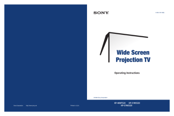 Sony KP-46WT520 Projection Television User Manual Sony KP-46WT520 Projection Television User Manual
