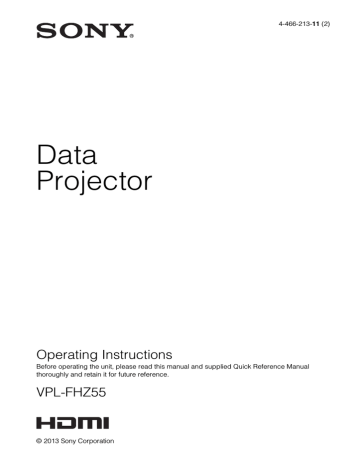 Sony model VPL-FHZ55 Projector Operating instructions | Manualzz Sony model VPL-FHZ55 Projector Operating instructions | Manualzz