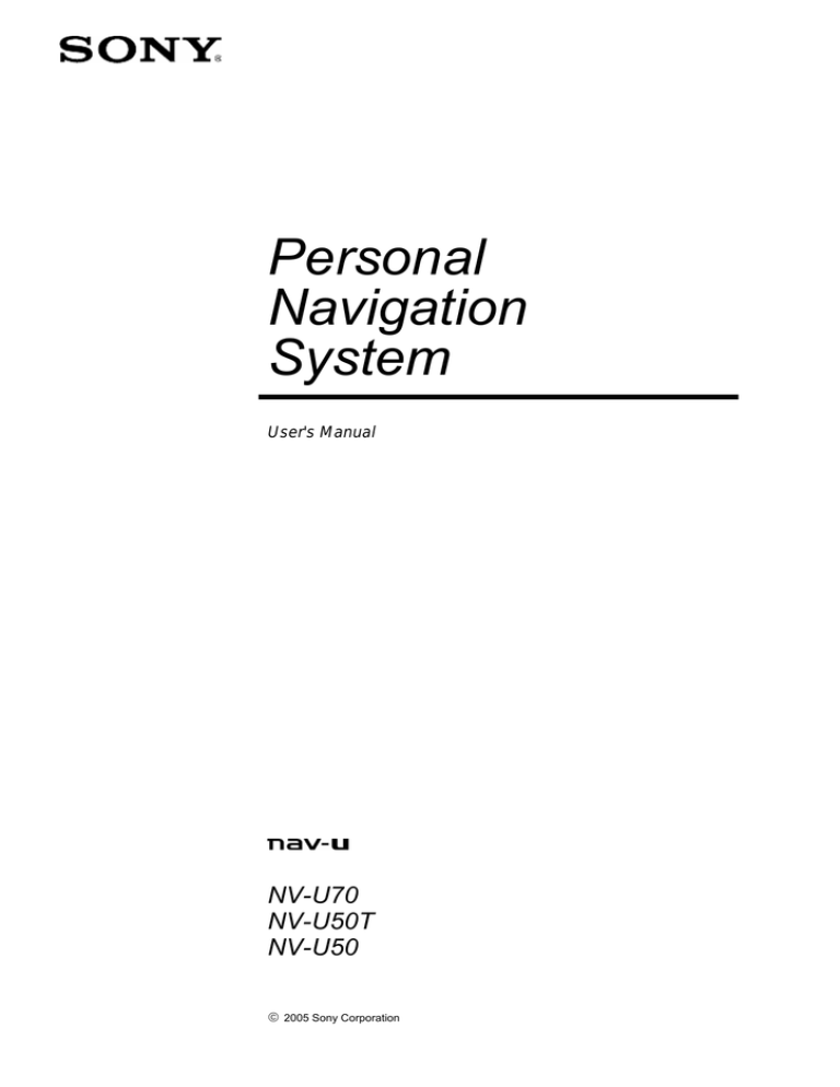 Sony NV-U50, NV-U50T User manual Sony NV-U50, NV-U50T User manual