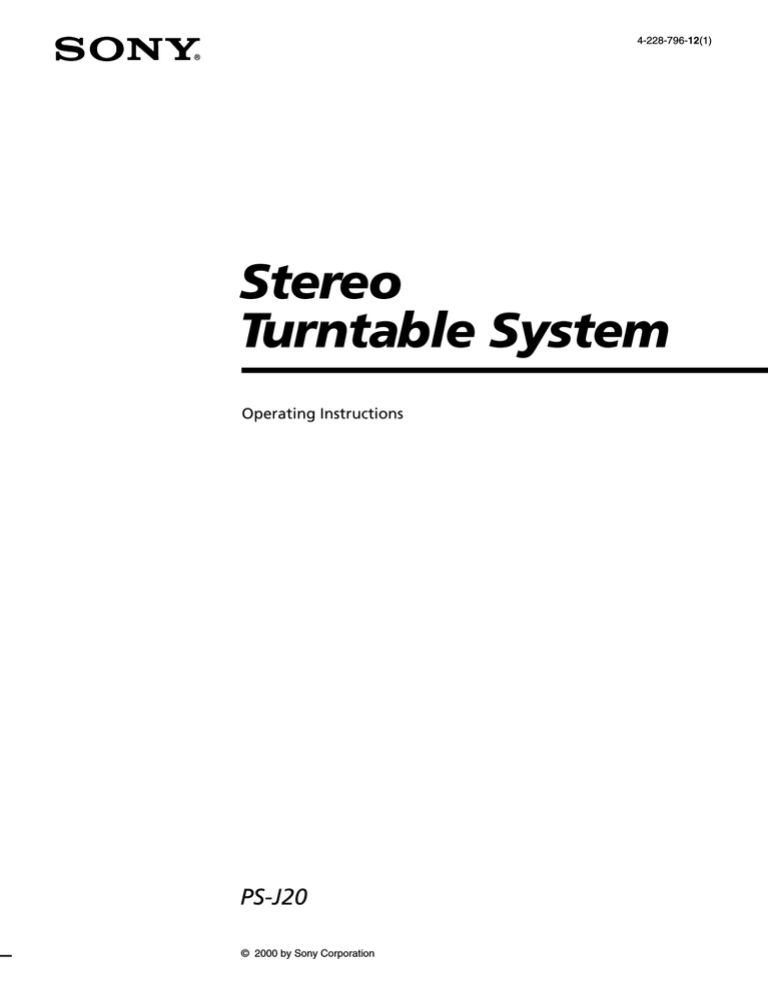Sony PS-J20 User manual Sony PS-J20 User manual