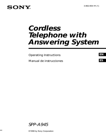 Sony SPP-A945 Cordless Telephone User Manual Sony SPP-A945 Cordless Telephone User Manual