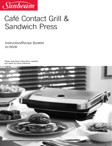 Sunbeam GC7850B Kitchen Grill User Manual Sunbeam GC7850B Kitchen Grill User Manual