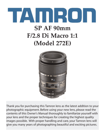 Tamron 272E Camera Lens User Manual Tamron 272E Camera Lens User Manual