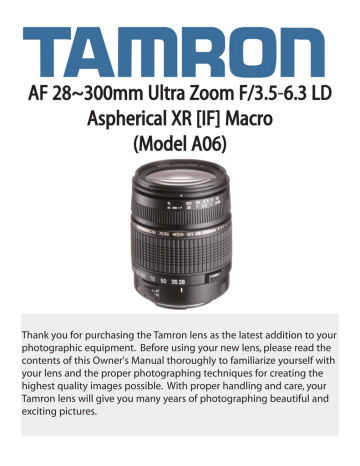 Tamron AF061N700 Camera Lens User Manual Tamron AF061N700 Camera Lens User Manual