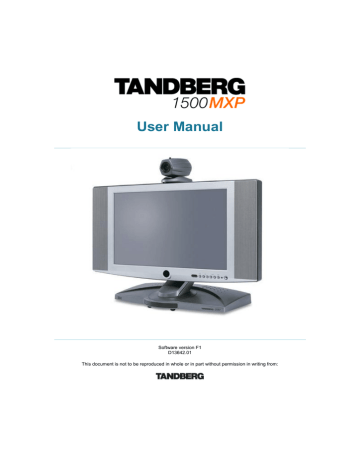 TANDBERG 1500MXP Flat Panel Television User Manual | Manualzz