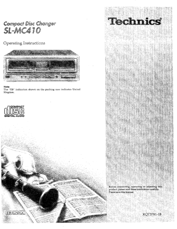 Technics sl-mc410 CD Player User Manual Technics sl-mc410 CD Player User Manual