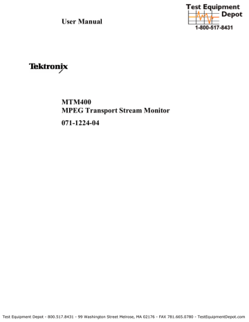 Tektronix MTM400 User manual Tektronix MTM400 User manual