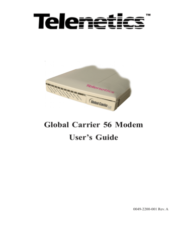 Telenetics 56 Network Card User`s guide | Manualzz