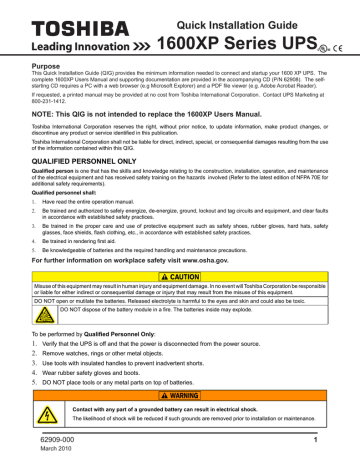 Toshiba 1600 XP UPS Power Supply User Manual | Manualzz Toshiba 1600 XP UPS Power Supply User Manual | Manualzz