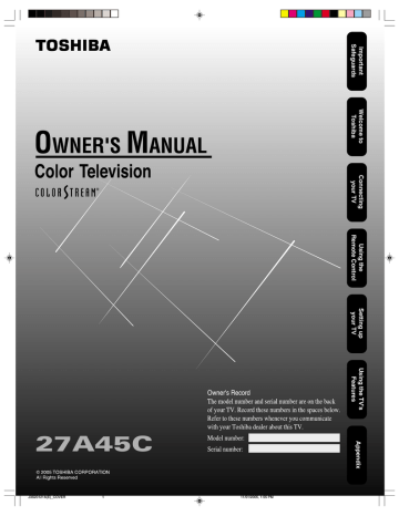 Toshiba 27A45C CRT Television User Manual | Manualzz Toshiba 27A45C CRT Television User Manual | Manualzz