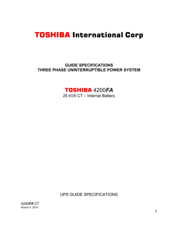 Toshiba 4200FA CT Power Supply User Manual | Manualzz