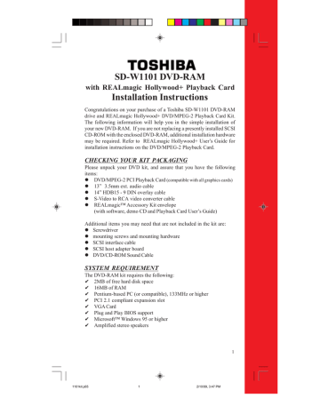 Toshiba SD-W1101 DVD Recorder User Manual | Manualzz Toshiba SD-W1101 DVD Recorder User Manual | Manualzz