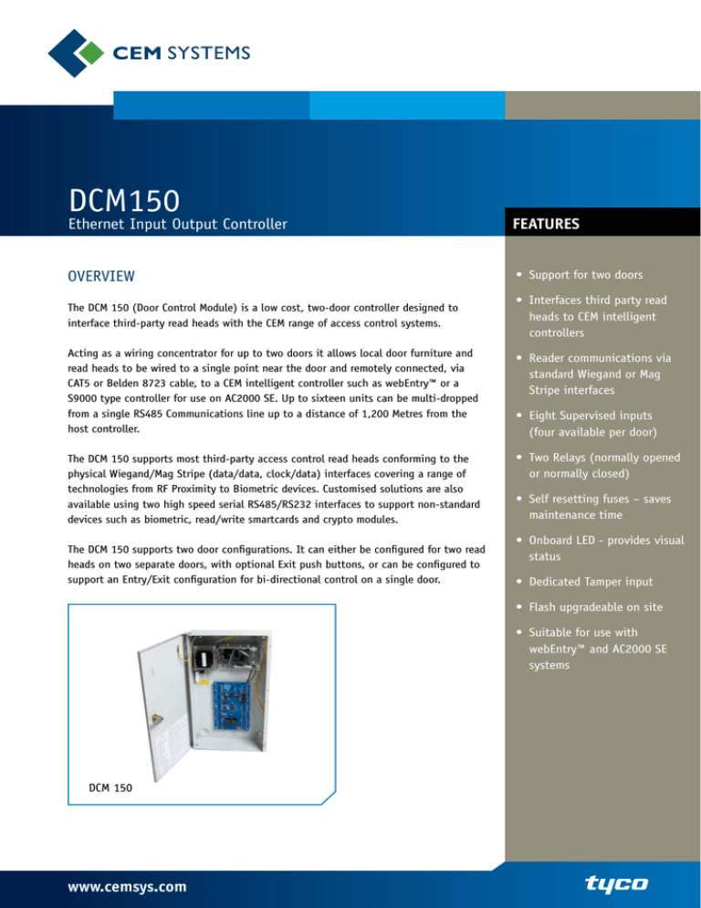 Tyco DCM 150 Network Card User Manual Tyco DCM 150 Network Card User Manual