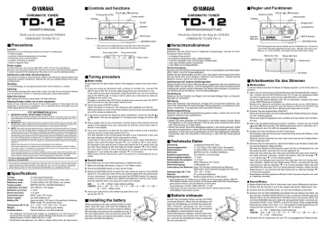 Yamaha TD-12 Musical Instrument User Manual | Manualzz