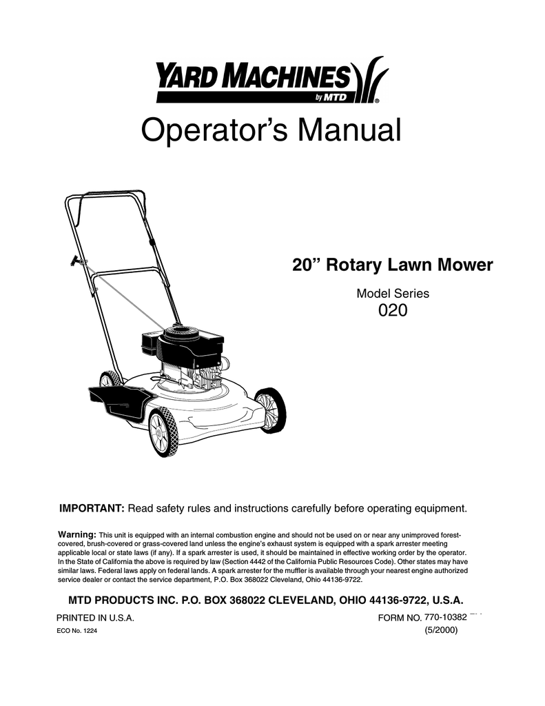 Mtd Lawn Mowers Service Manual