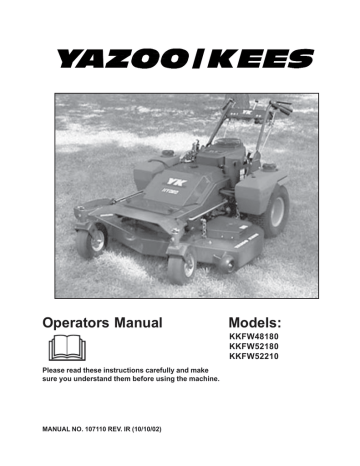 Yazoo/Kees KKFW48180, KKFW52180, KKFW52210 Lawn Mower User Manual | Manualzz