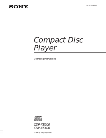 Sony CDP-XE400 CD Player | Manualzz