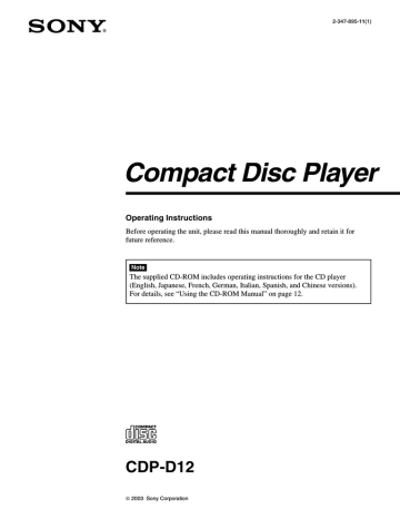 Sony CDP-D12 CD Player Sony CDP-D12 CD Player
