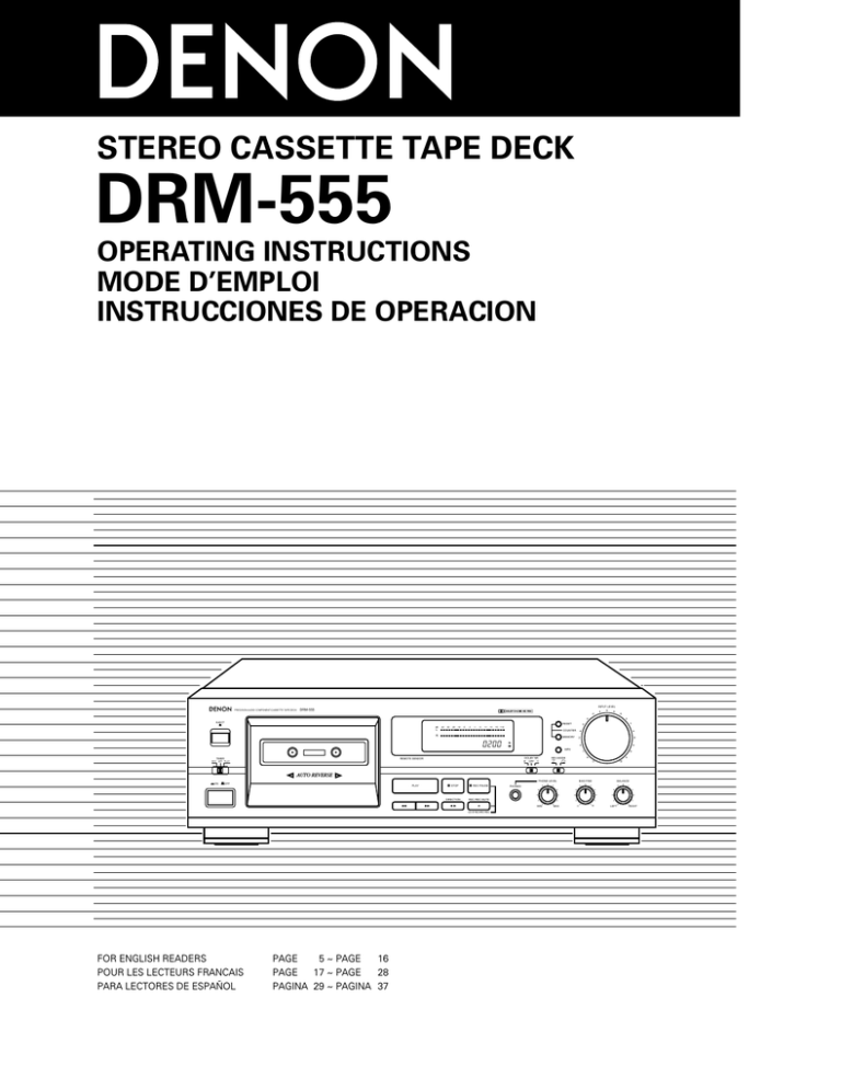 Denon DRM-555 Operating instructions Denon DRM-555 Operating instructions