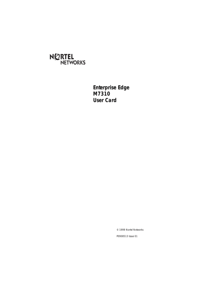 Nortel NorStar M7310 User manual Nortel NorStar M7310 User manual