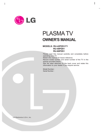LG RU-50PZ61 50 in. HDTV-Ready Plasma Television LG RU-50PZ61 50 in. HDTV-Ready Plasma Television