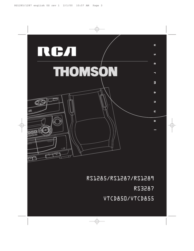 RCA RS1289 Specification RCA RS1289 Specification