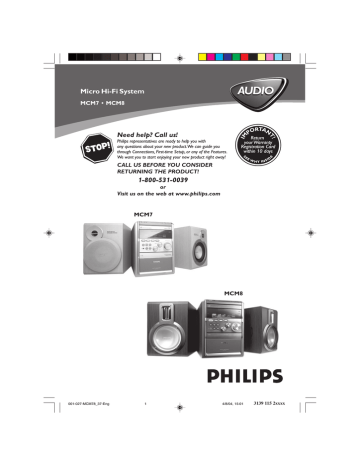 Philips MCM8/37, MCM7/37 User manual Philips MCM8/37, MCM7/37 User manual