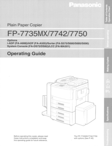 Panasonic FP-7735 Black and White Copier Panasonic FP-7735 Black and White Copier