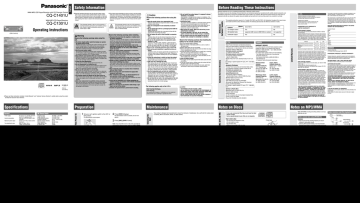 Panasonic CQC1301U, CQC1401U Operating instructions Panasonic CQC1301U, CQC1401U Operating instructions