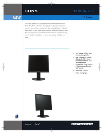 Sony SDM-S75EB (Black) 17" LCD Monitor Sony SDM-S75EB (Black) 17" LCD Monitor