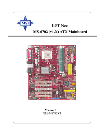 MSI AMD ATHLON-64 939 PIN MOTHER BOARD (MBK8TNEO2939) Motherboard | Manualzz