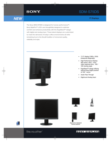 Sony SDM-S75DS (Silver) 17" LCD Monitor Sony SDM-S75DS (Silver) 17" LCD Monitor