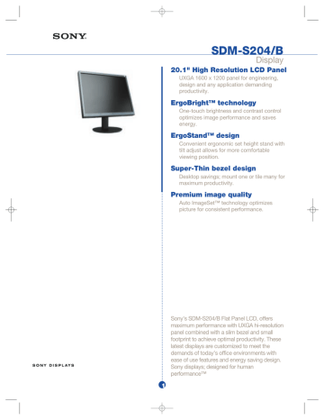 Sony SDM-S204E/B (Black) 20.1 in. Flat Panel LCD Monitor Sony SDM-S204E/B (Black) 20.1 in. Flat Panel LCD Monitor