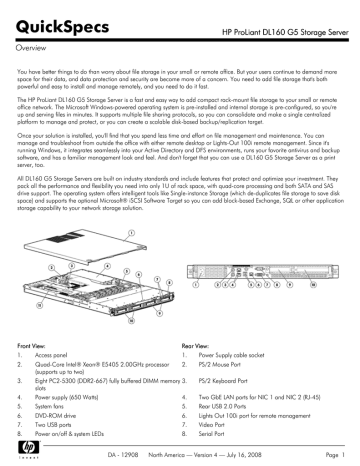 HP DL160 G5 3TB SATA STORAGE SERVER (AJ675A) Network Storage Server HP DL160 G5 3TB SATA STORAGE SERVER (AJ675A) Network Storage Server
