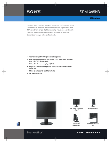 Sony SDM-X95KB (Black) 19" LCD Monitor Sony SDM-X95KB (Black) 19" LCD Monitor