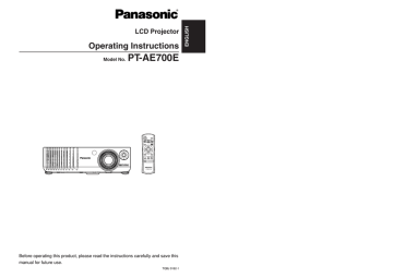 Panasonic PTAE700E Operating instructions Panasonic PTAE700E Operating instructions
