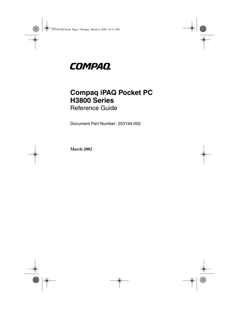 Compaq iPAQ Pocket PC H3800 Series Compaq iPAQ Pocket PC H3800 Series