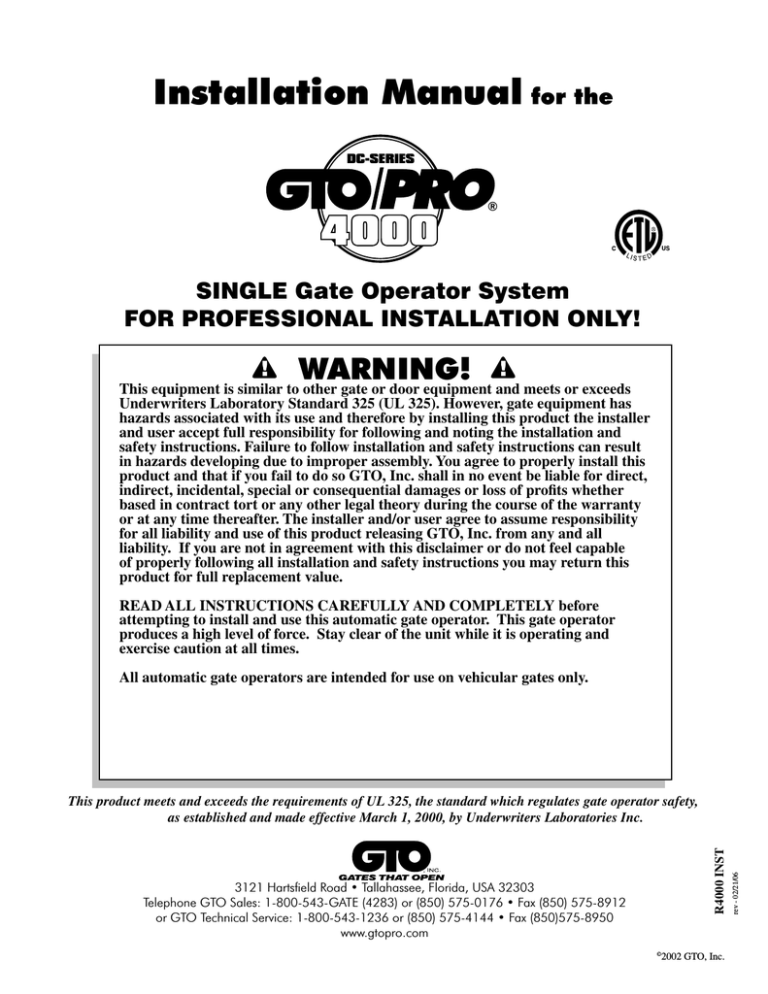 Installation Manual Installation Manual