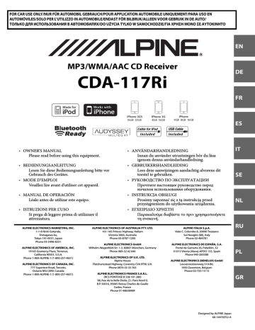 Alpine CDA-117Ri Owner's Manual | Manualzz Alpine CDA-117Ri Owner's Manual | Manualzz