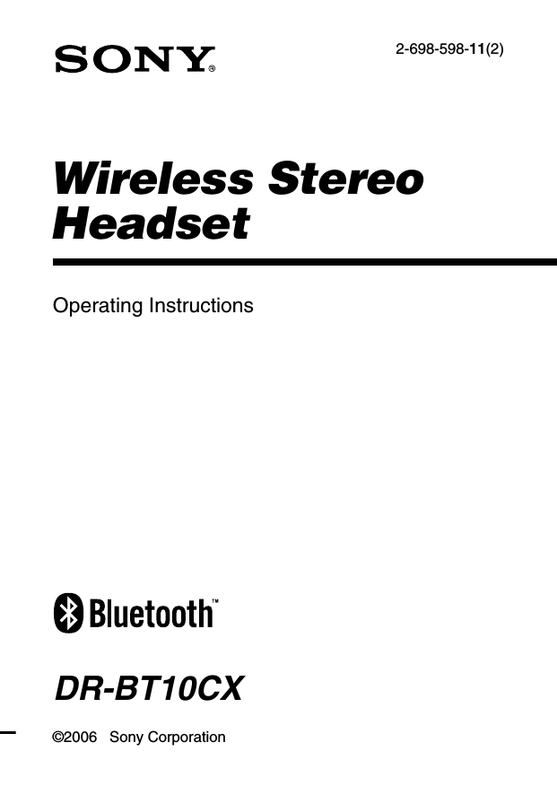 Sony DR-BT10CX Operating instructions Sony DR-BT10CX Operating instructions