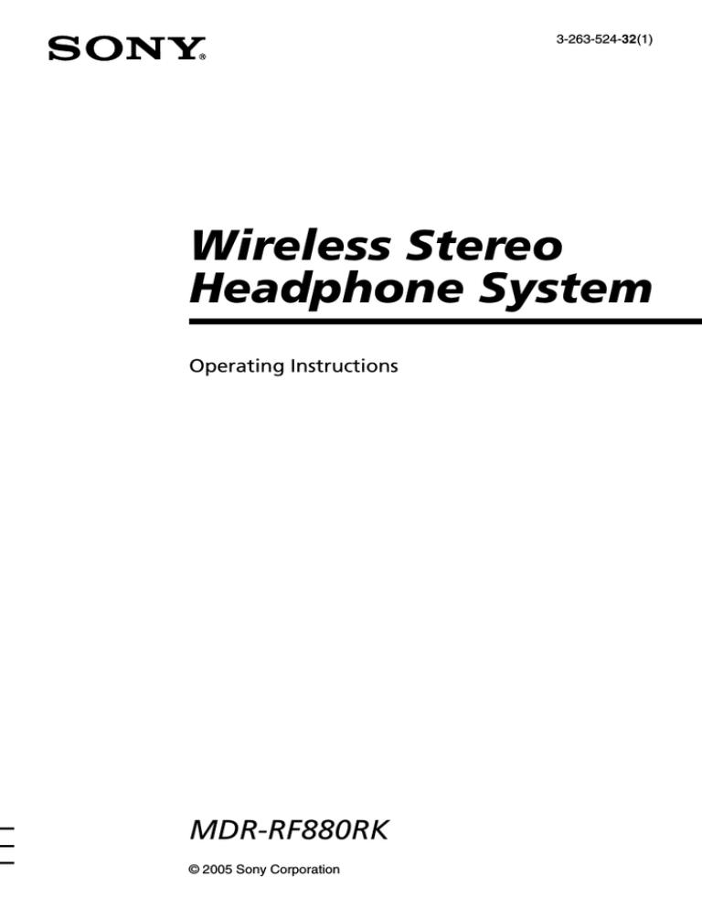 Sony MDR-RF880RK Operating instructions Sony MDR-RF880RK Operating instructions