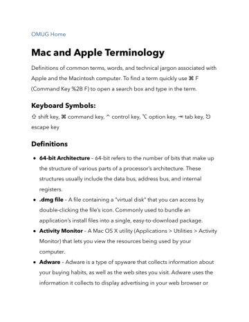 Mac and Apple Terminology | Manualzz