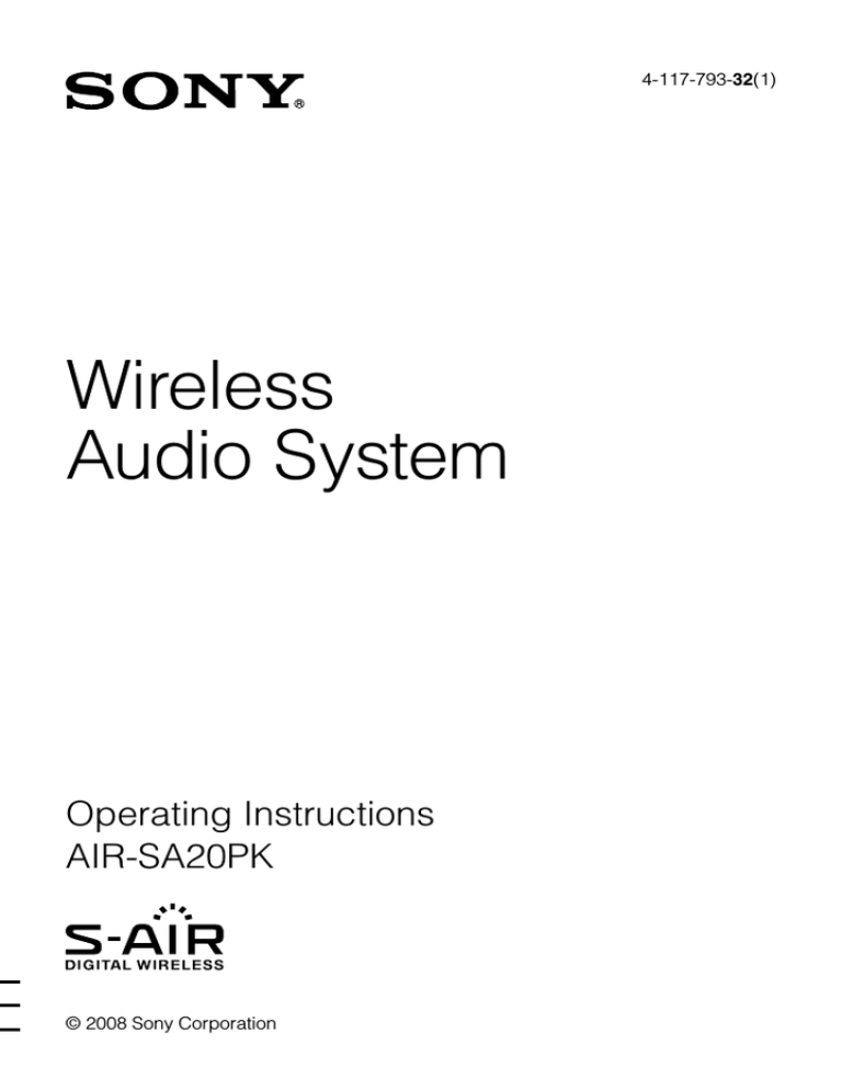 Sony AIR-SA20PK Operating instructions Sony AIR-SA20PK Operating instructions