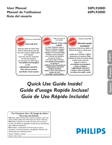 Philips 60PL9200D User manual Philips 60PL9200D User manual
