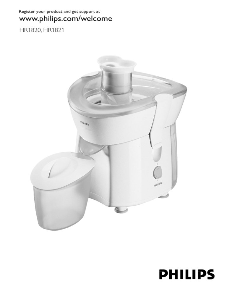 Philips HR1820/16, HR1821/70, HR1821/10, HR1821, HR1820/70, HR1821/25, HR1821/05 User manual Philips HR1820/16, HR1821/70, HR1821/10, HR1821, HR1820/70, HR1821/25, HR1821/05 User manual
