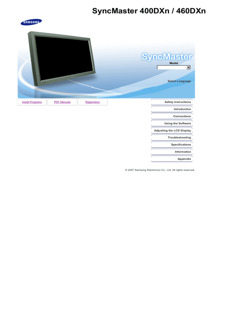 Samsung SyncMaster 460DXn, 400DX, 400DXN, 460DX, 460DXN User manual Samsung SyncMaster 460DXn, 400DX, 400DXN, 460DX, 460DXN User manual
