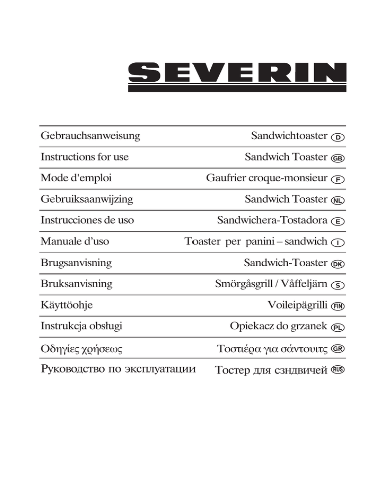 SEVERIN SA 2962 Operating instructions SEVERIN SA 2962 Operating instructions