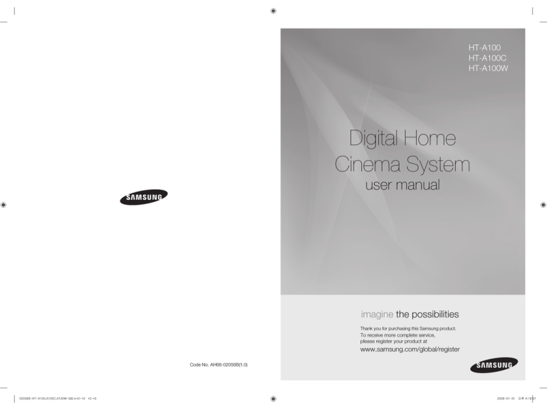 Samsung HT-A100CT, HT-A100 User manual Samsung HT-A100CT, HT-A100 User manual