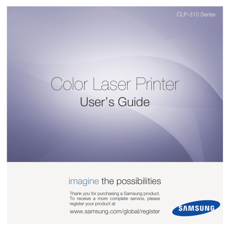 Samsung CLP-315, CLP-315W, CLP-310N User's guide Samsung CLP-315, CLP-315W, CLP-310N User's guide